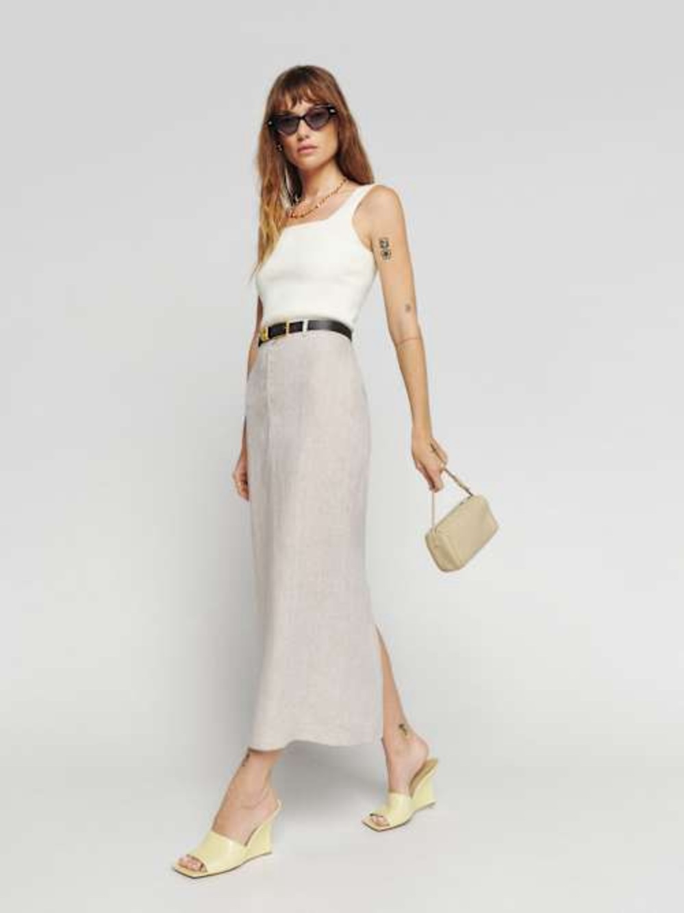 Reformation Gia Midi Linen Skirt - Picture 1 of 4